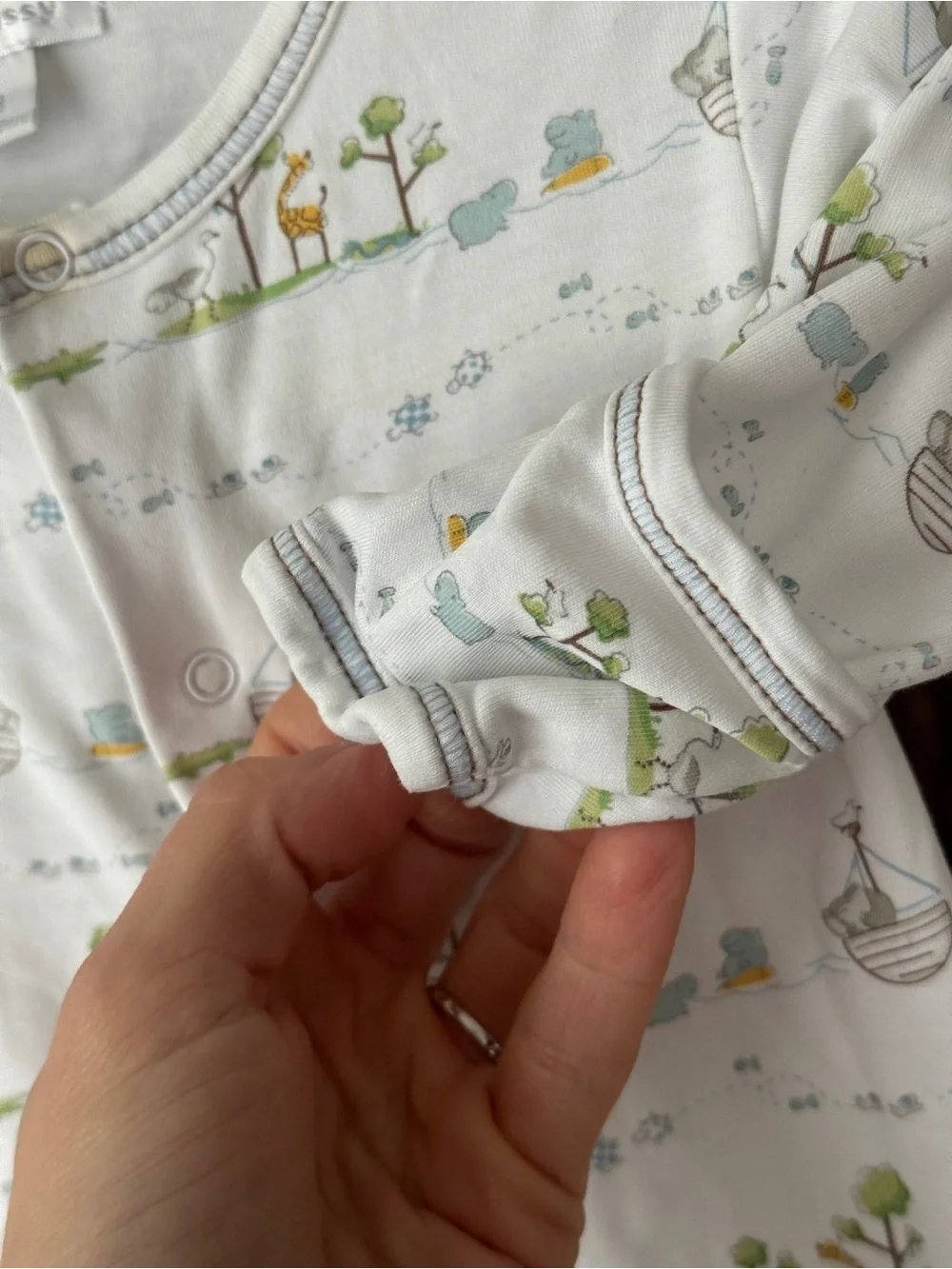 Kissy Kissy noah’s ark print footies pima cotton newborn baby boy girl unisex